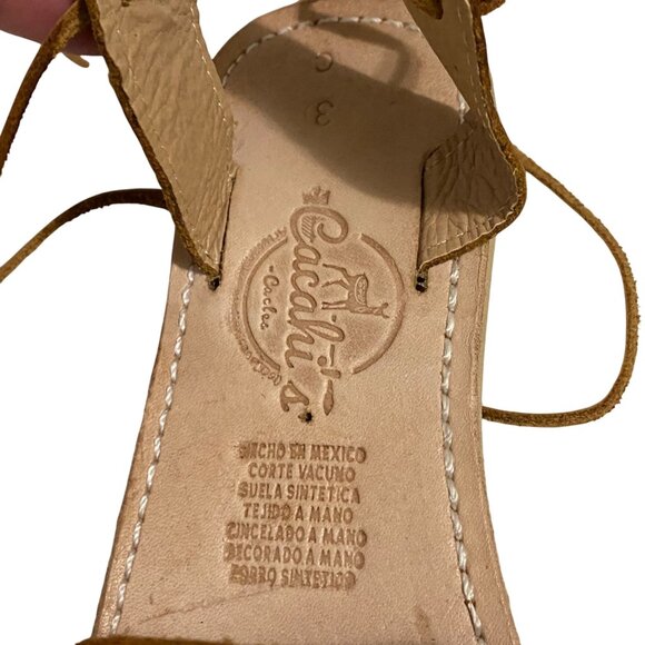 Cacahi's Mexican Huarache Lace Up Sandals Womens Size 3 Tan Beach Culture Boho - Picture 5 of 7